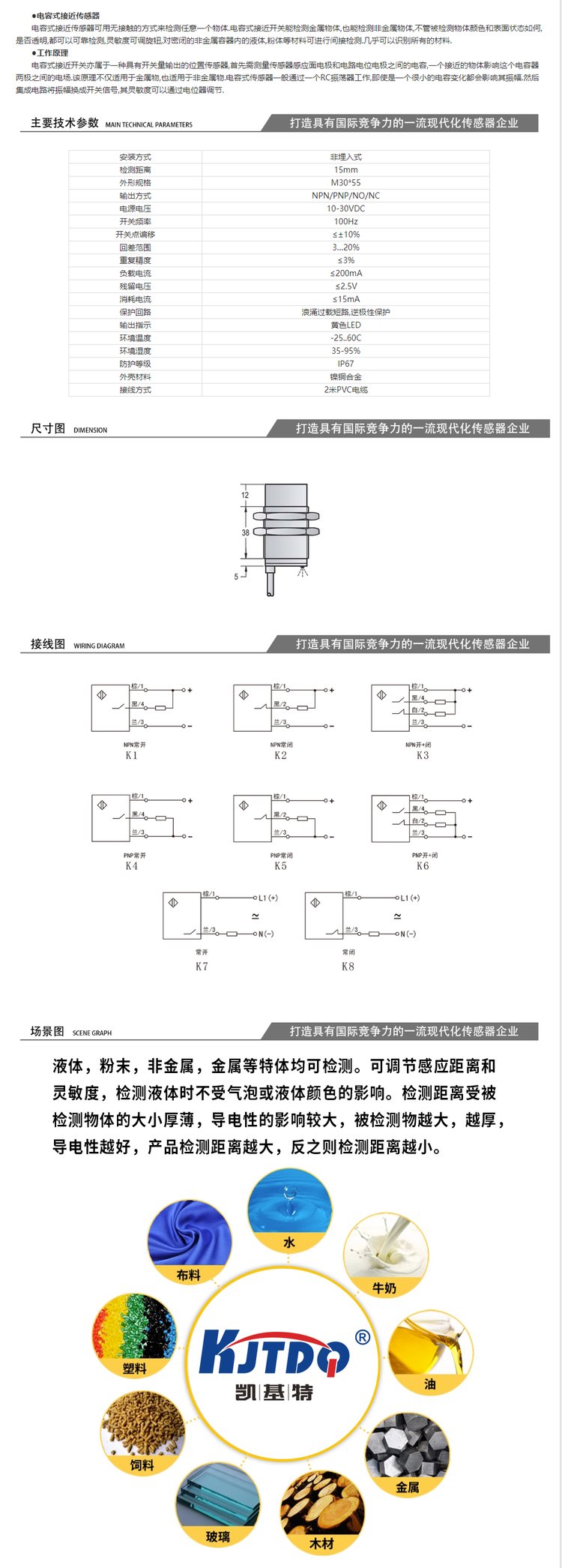 凱基特 220VAC電容式接近開關 非埋入式 10mm檢測距離