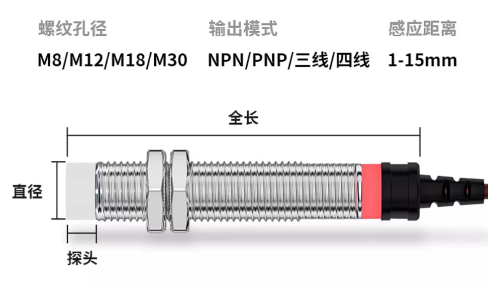 凱基特 耐高溫接近開關傳感器防水金屬感應開關m12/18/30NPN